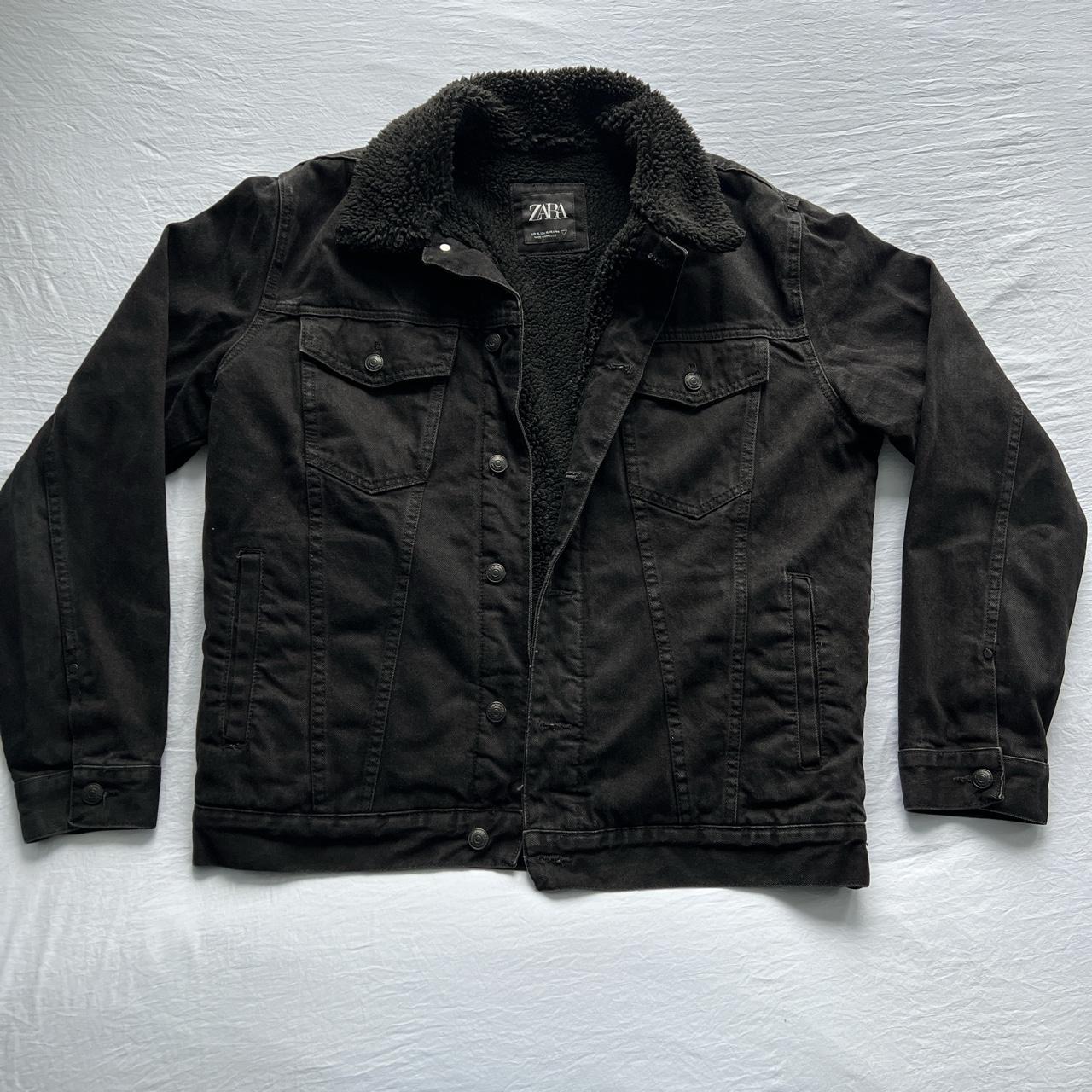 Zara black clearance jean jacket mens