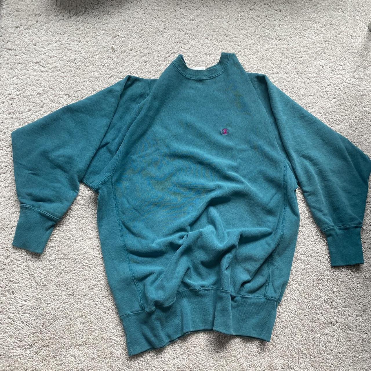 Vintage offers 80s 90s Champion Reverse Weave Sweatshirt Crewneck Teal Green USA Logo