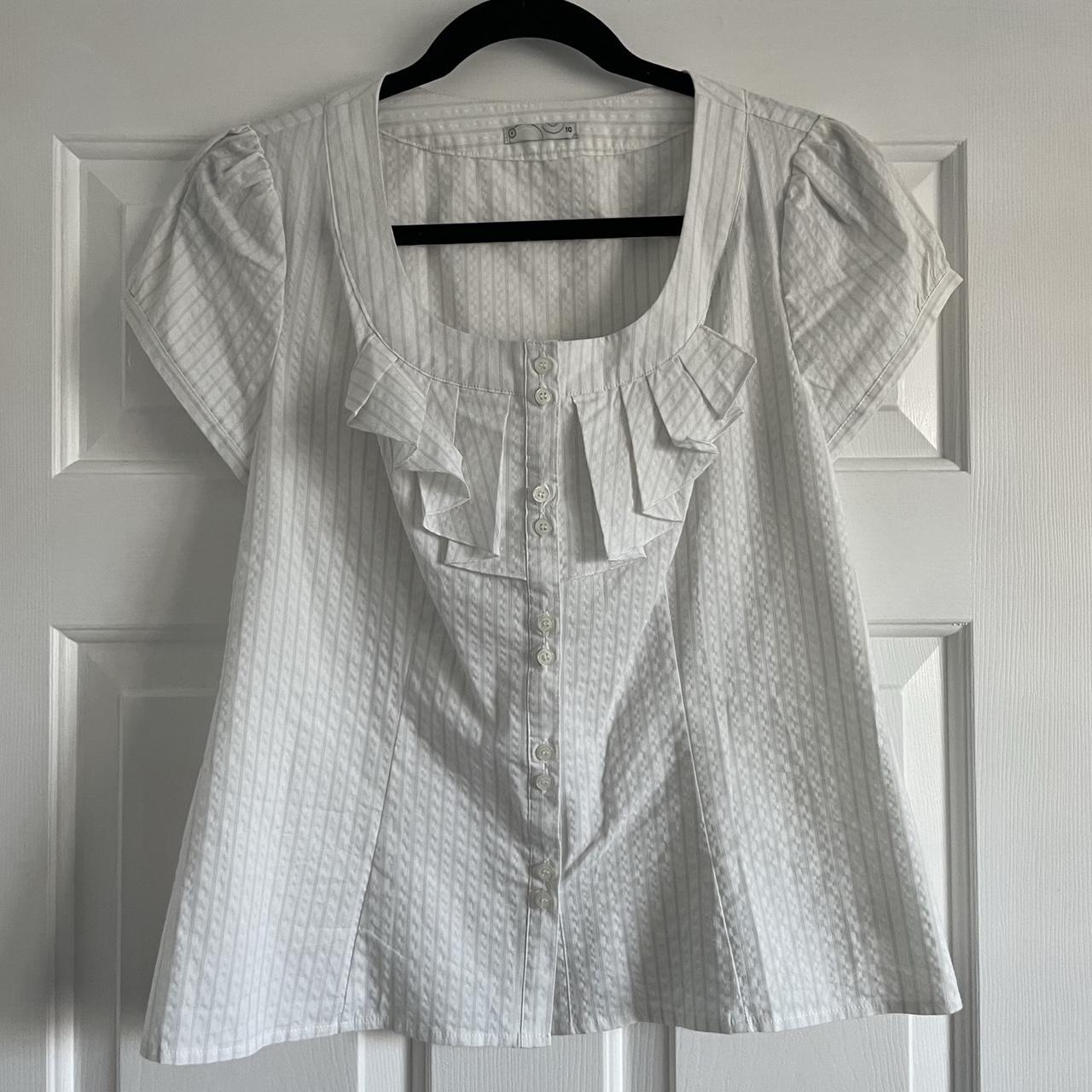 Vintage target white and light strips button down... - Depop