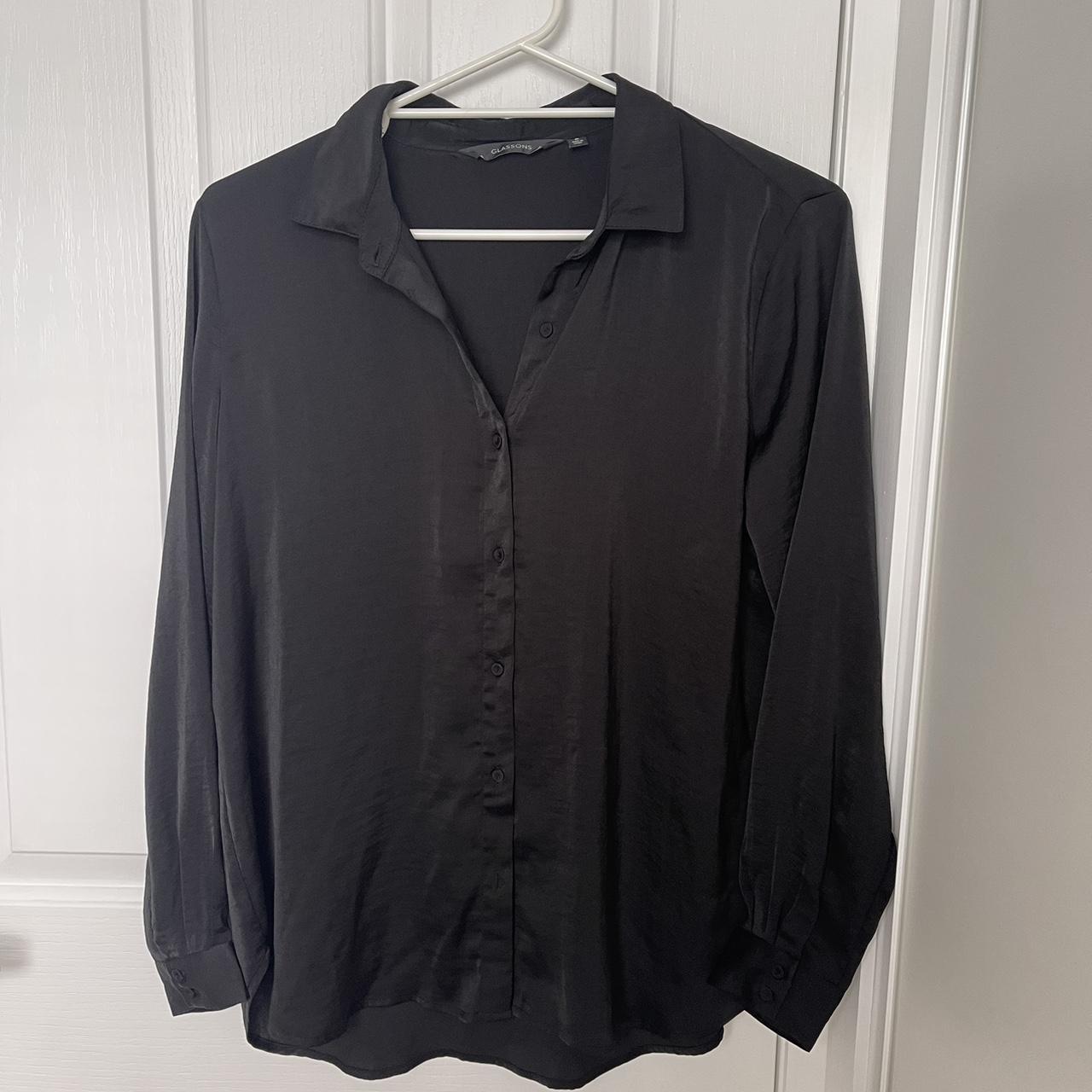 Black glassons button up satin top. Size 8. Great... - Depop