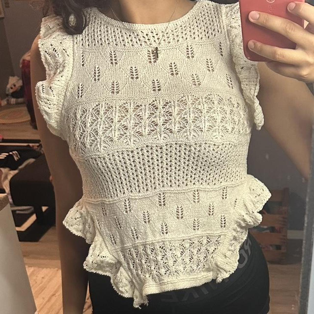 ZARA Grey asymmetric crop top with adjustable straps | Depop