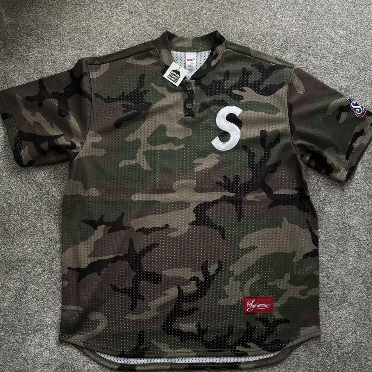 Supreme S logo baseball Henley camo Size small Size | Depop