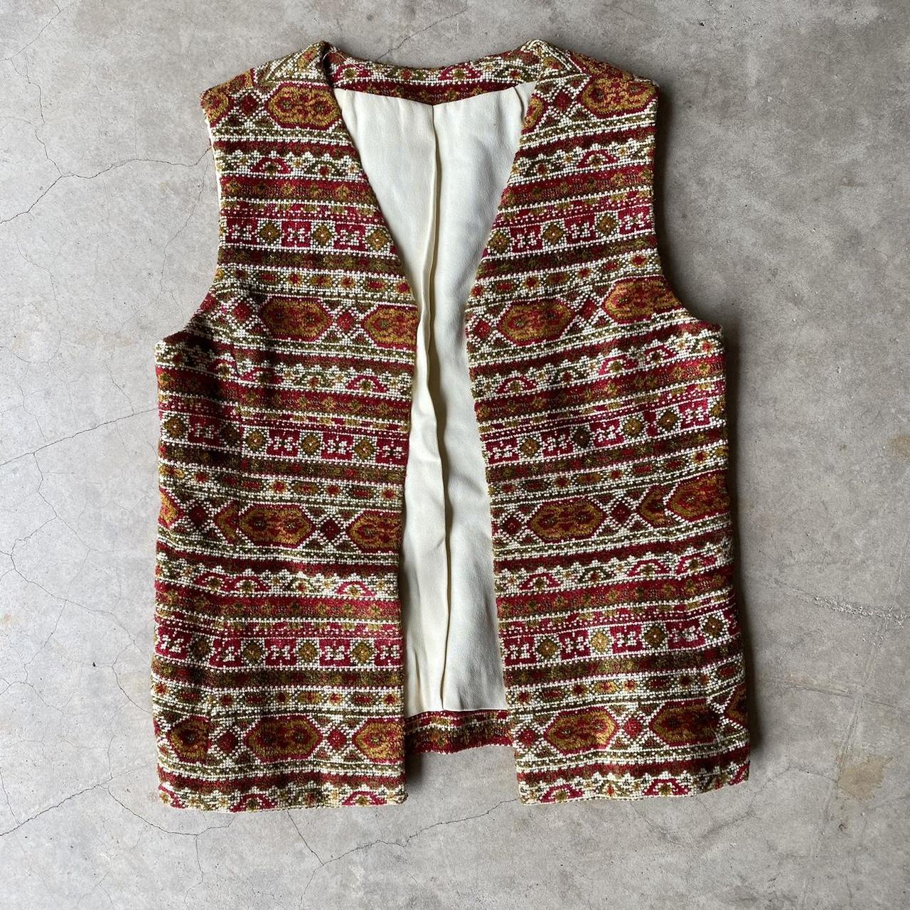 60s/70s Vintage Bohemian Threaded Vest Sz M *Note:... - Depop