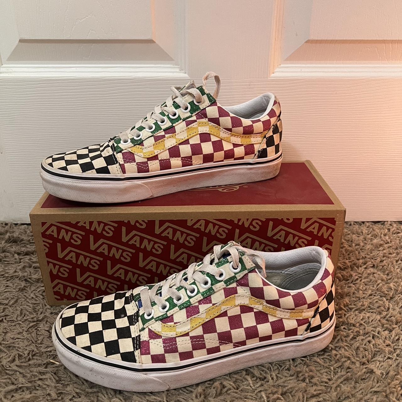 Multi colored checkered fashion vans