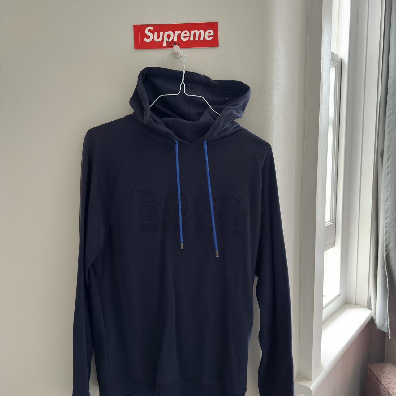 Hugo Boss Hoodie - Navy - Medium - Boss Embossed... - Depop