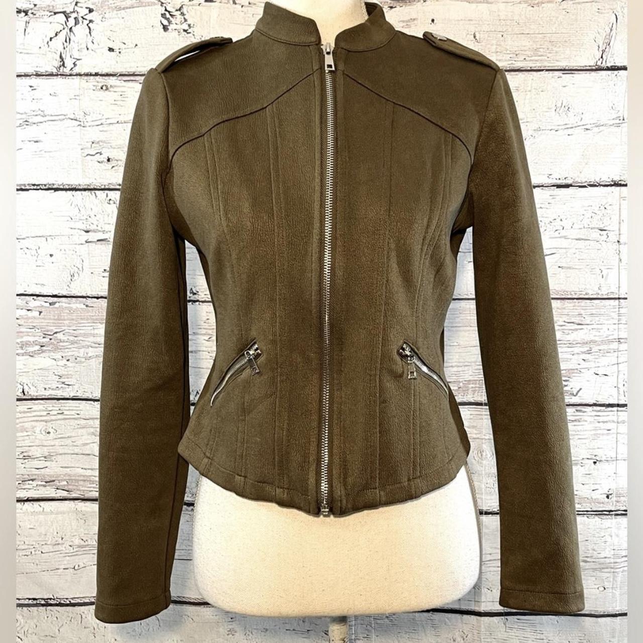 FOREVER 21 Jacket Cropped Military Style Faux... - Depop