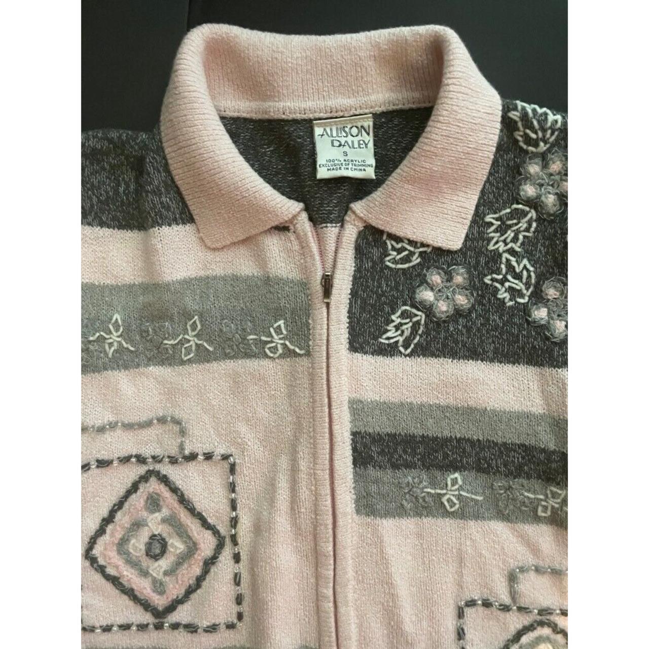 Allison Daley Womens Cardigan Sweater Pink Gray... Depop