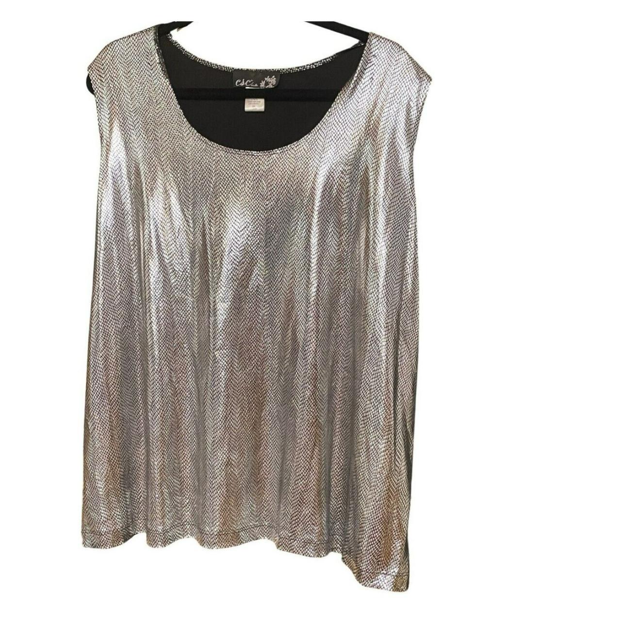 CSC Studio Silver Tank Top Womens Size 3X Round Neck... Depop