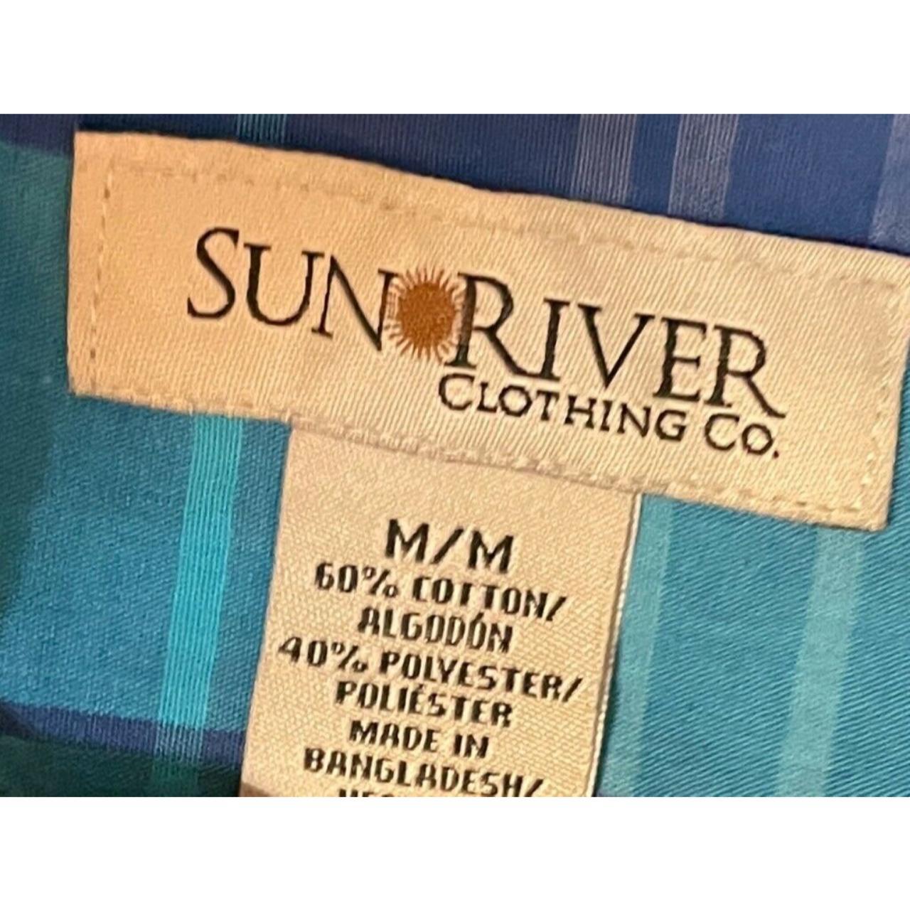 Sun River Mens Button Down Shirt Blue Teal Plaid... - Depop