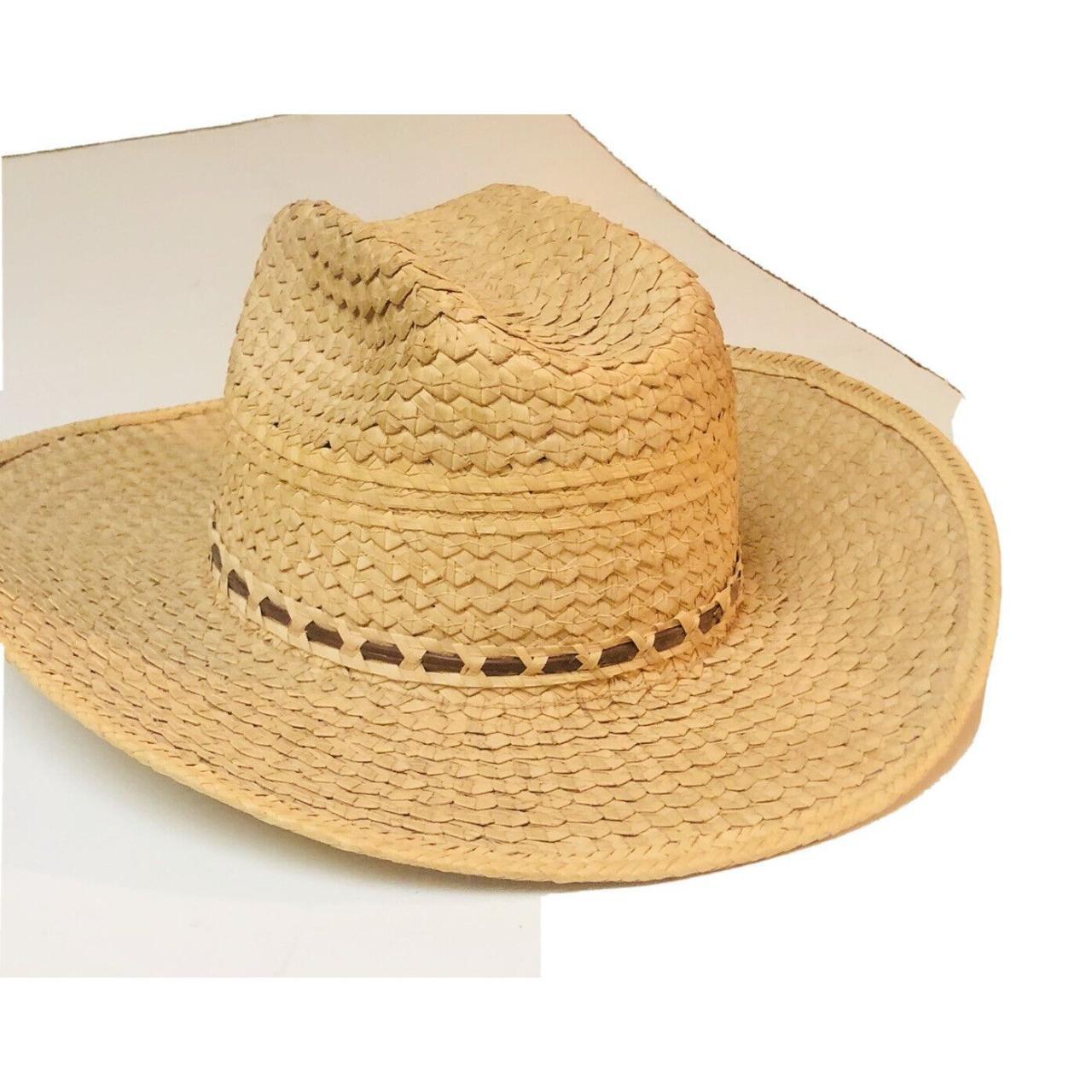 Vintage Straw Cowboy Hat Size 7 3/8' Measures 23... Depop
