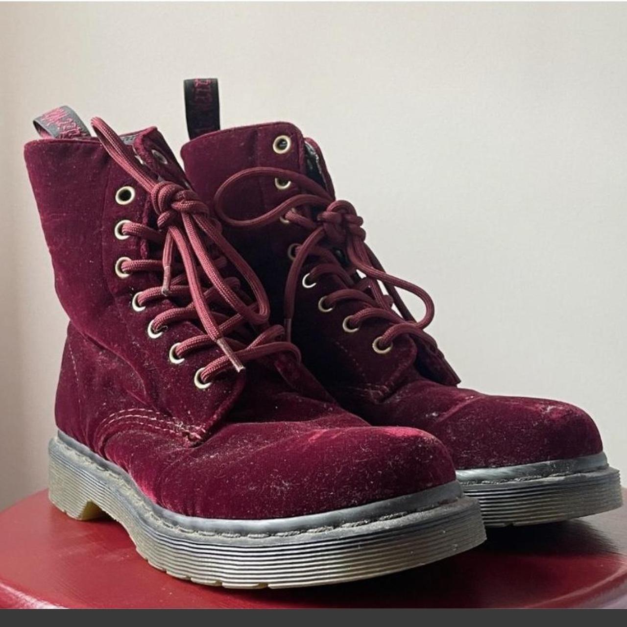 Burgundy velvet sales doc martens