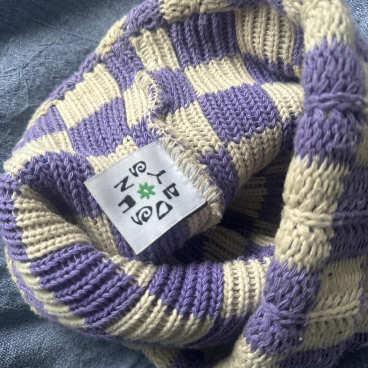 Sundays.xyz Knitted Checkered Beanie Indigo Great | Depop