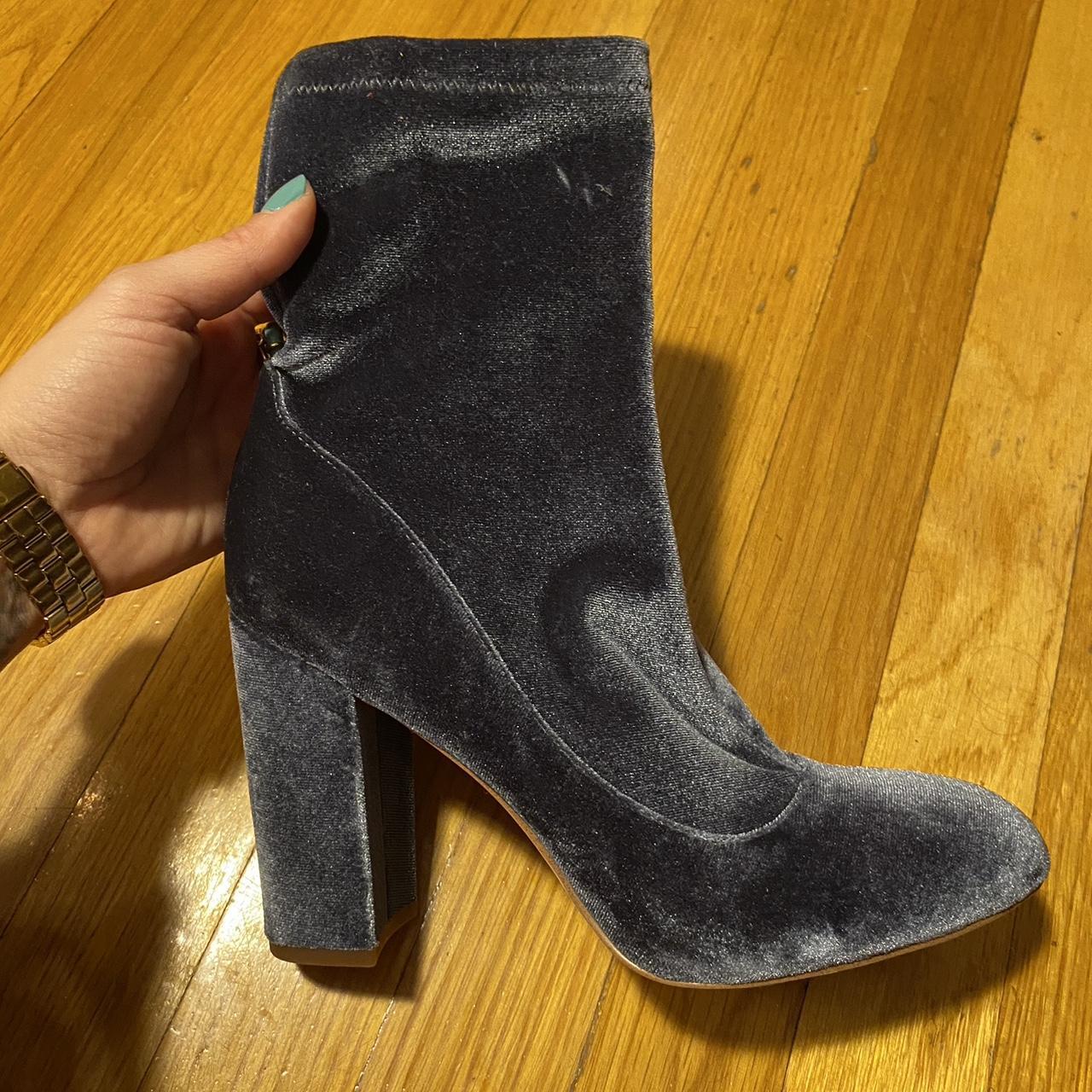 Sam Edelman Calexa Sock Blue Velvet Ankle Boot size