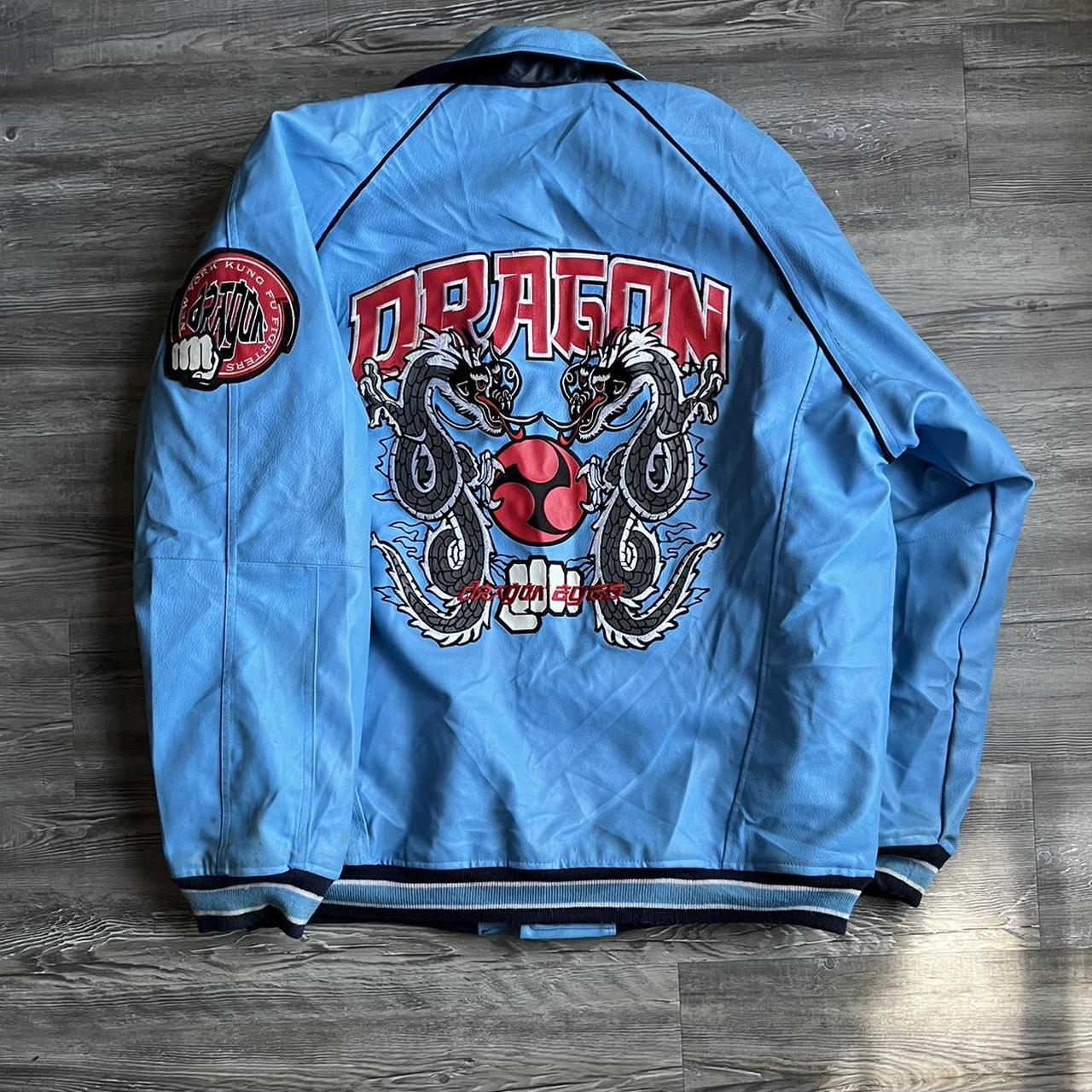 BOOM X USA Leather Varsity Jacket Dragon Eyes Men's | Depop