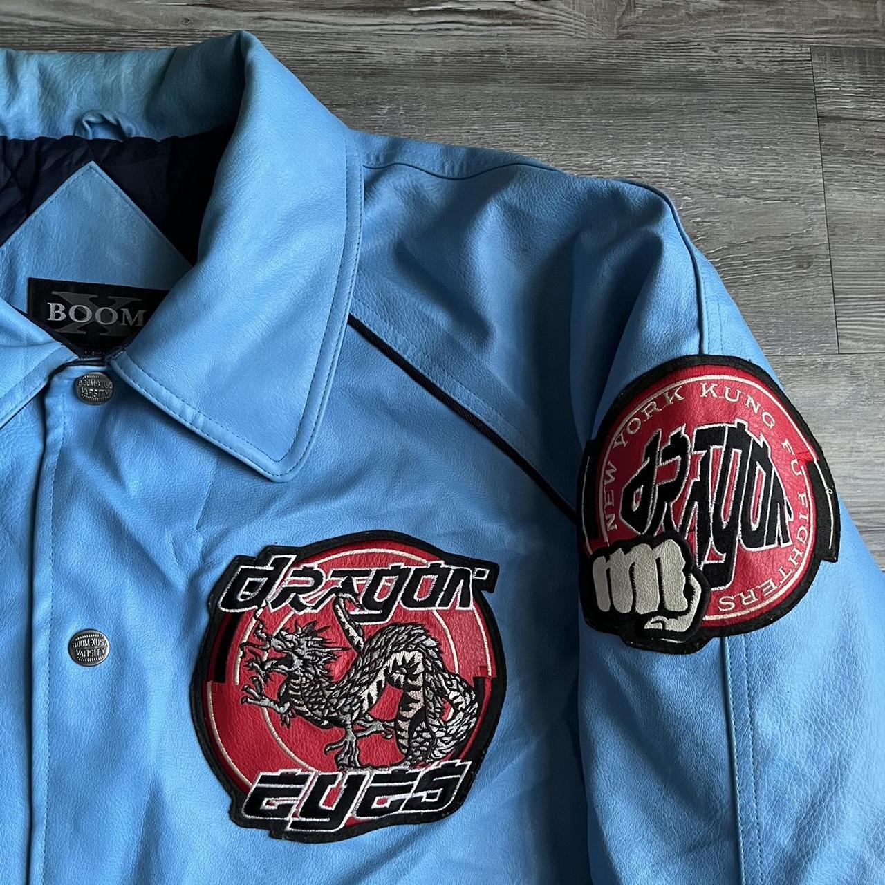 BOOM X USA Leather Varsity Jacket Dragon Eyes Men's | Depop
