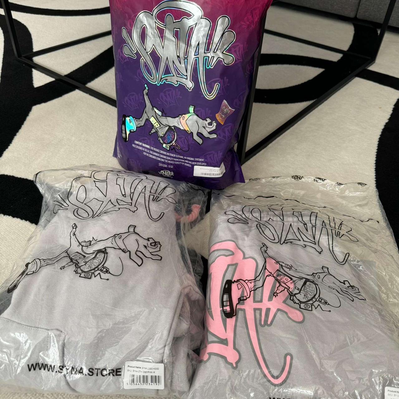 Syna world pink and grey tracksuit size medium x2 | Depop