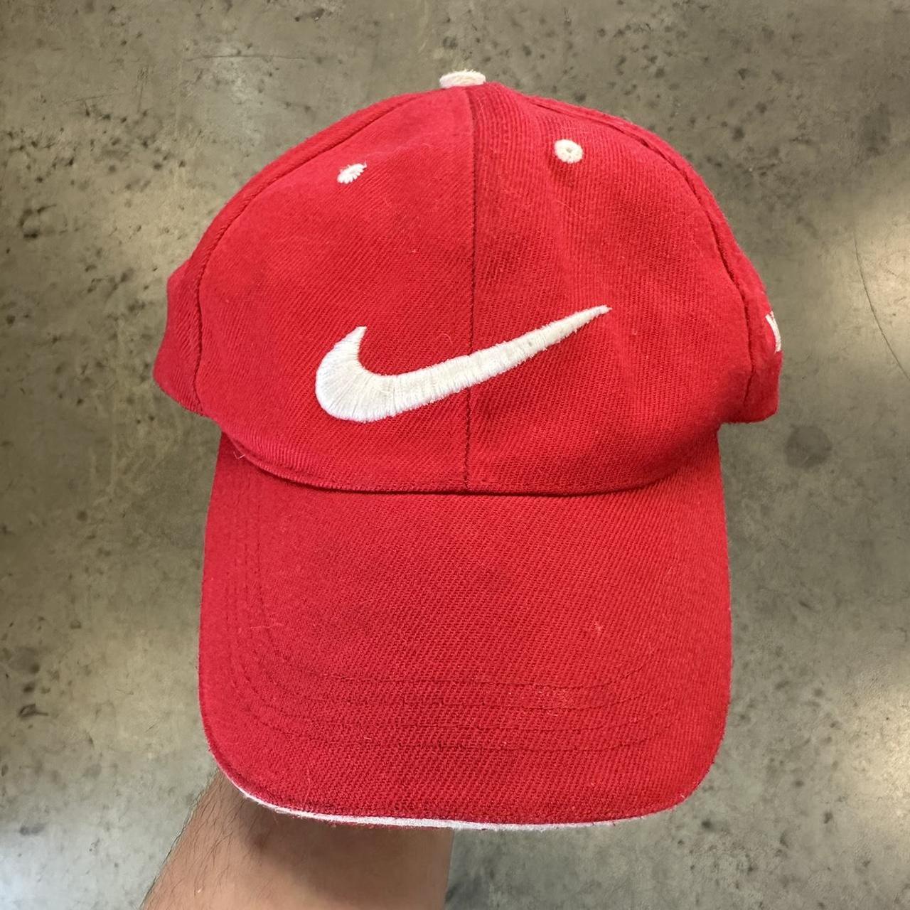 2000s Nike center swoosh red hat #depop #vintage... - Depop