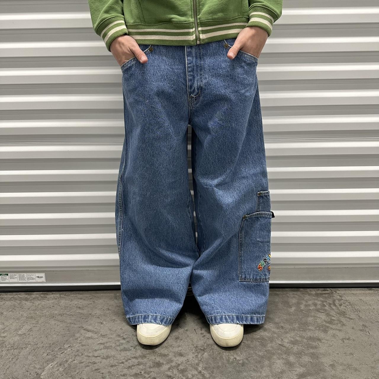 2000s Sarali Wide Leg Jnco style skater jeans Brand... - Depop