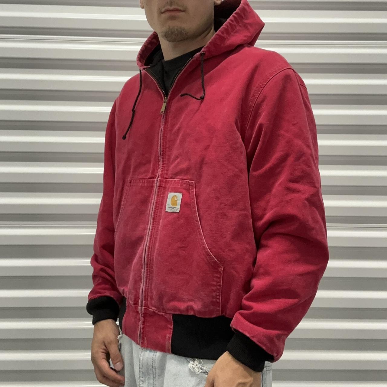 90s Red Carhartt J130 Hooded Detroit Jacket I don’t... - Depop