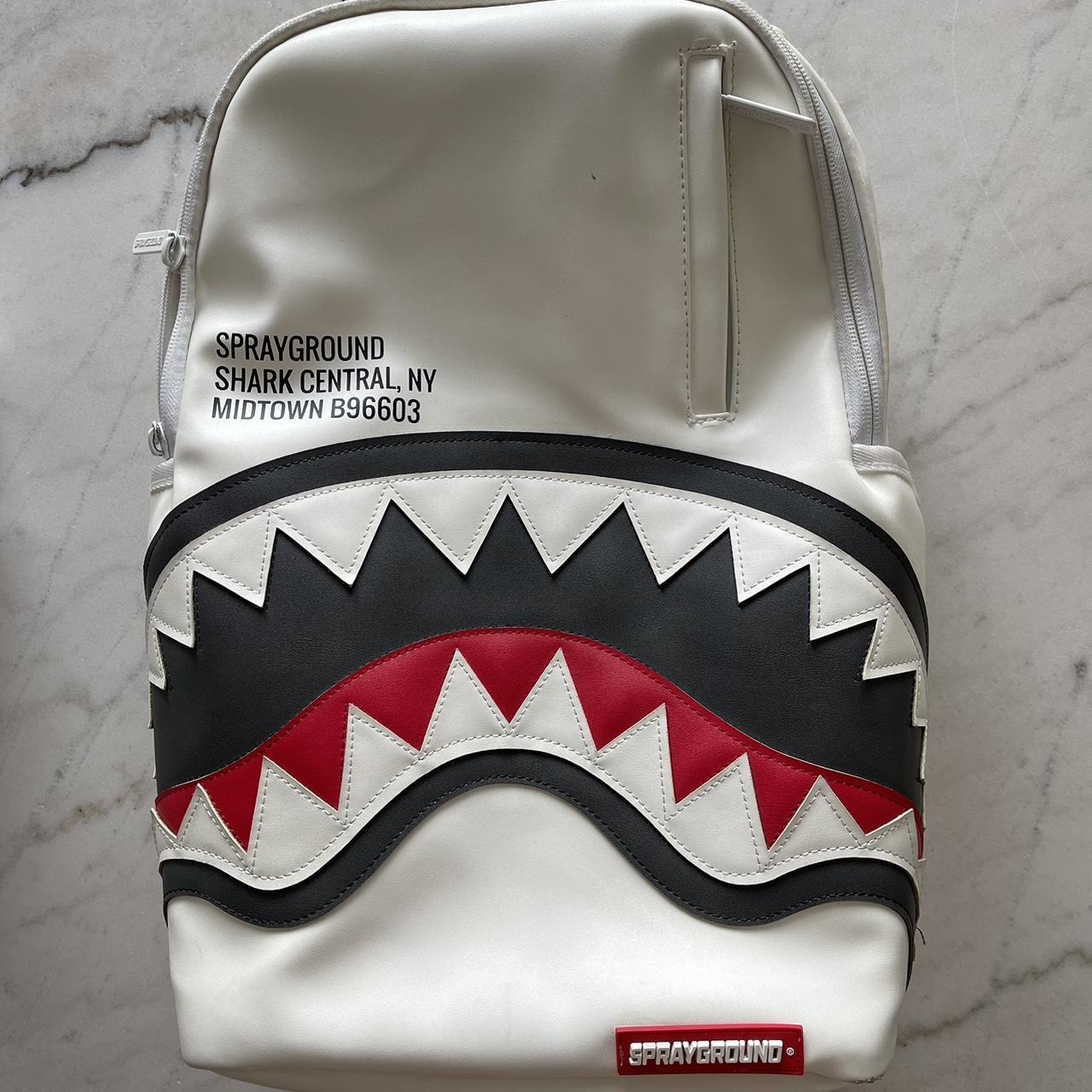 Sprayground Men's White and Red Bag Depop
