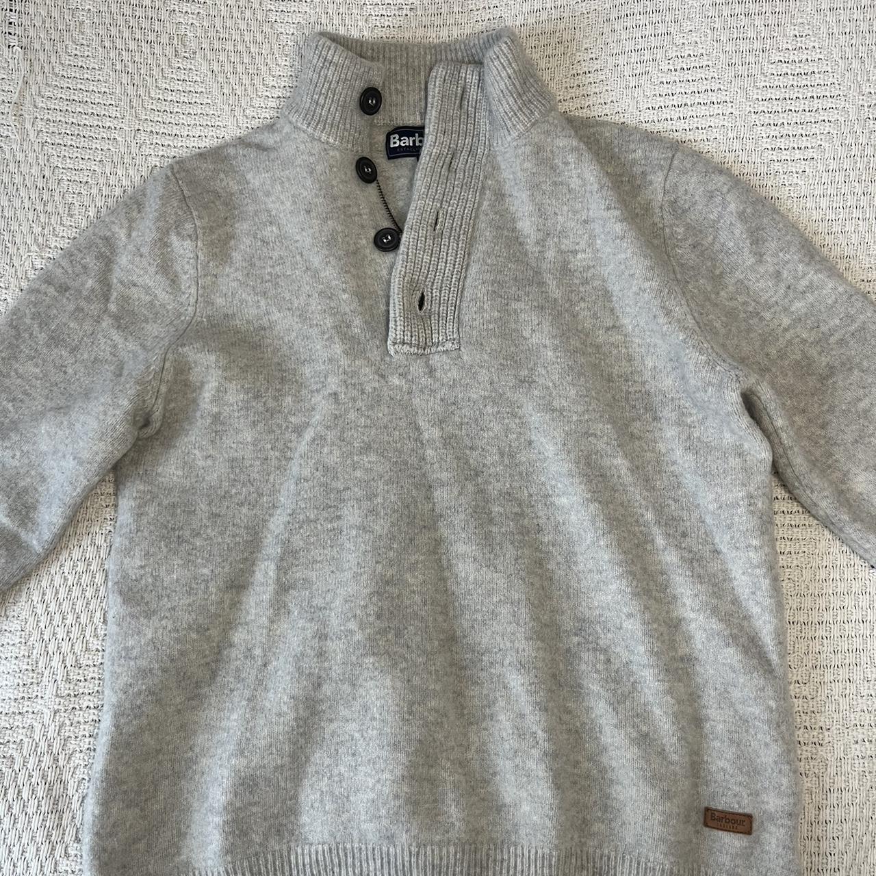 Barbour Grey and silver jumper with button detail