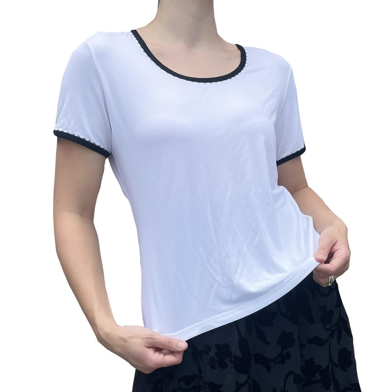 womens white shirt with black trim