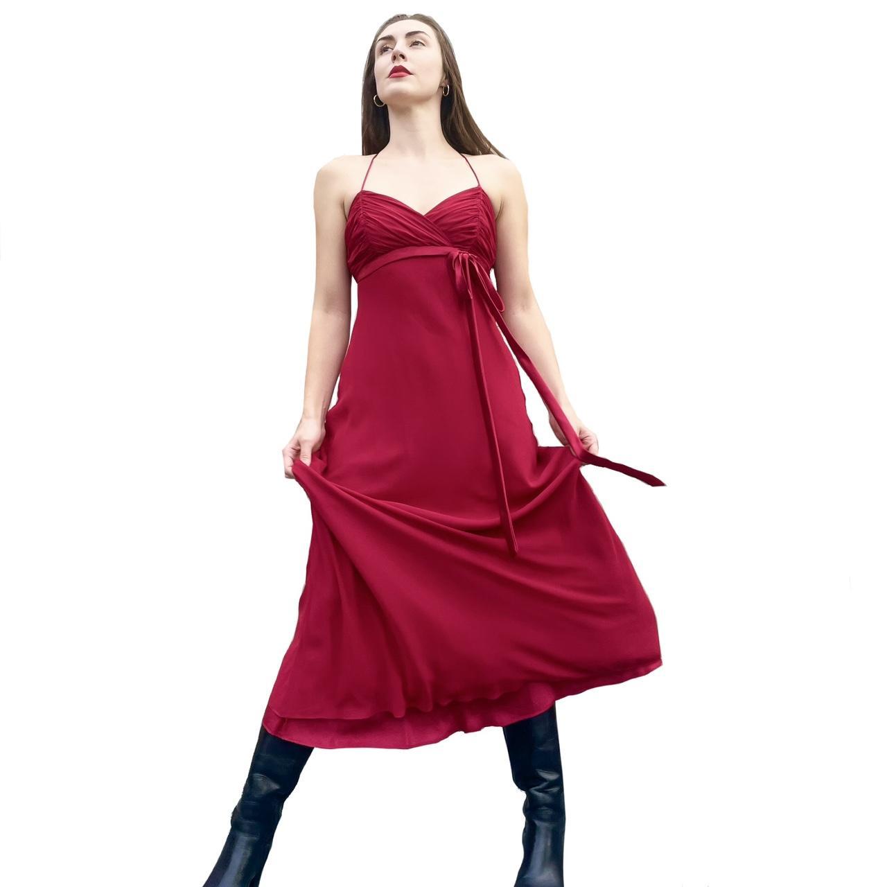 Marvin Nonis Satin Off The Shoulder Cherry Red Dress – MarvinNonisUK