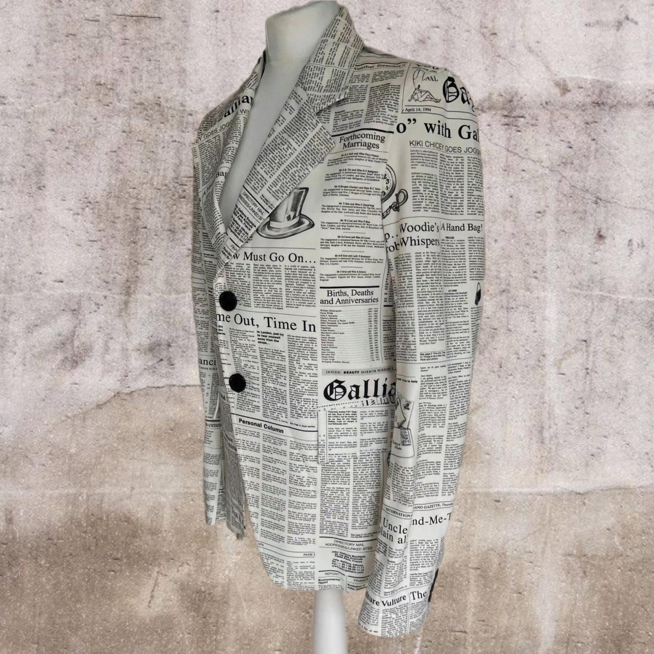 John Galliano vintage newspaper print blazer Size... Depop