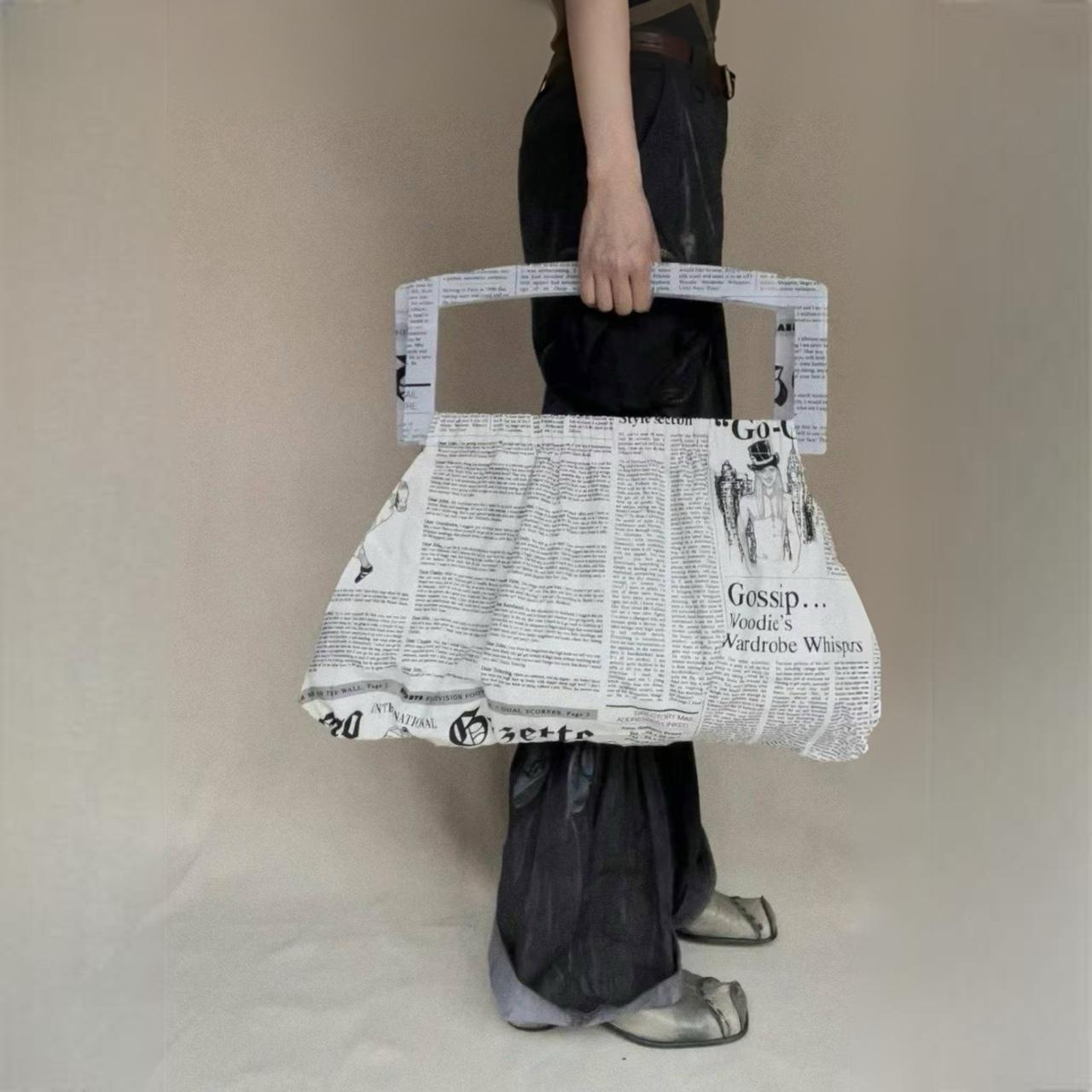 Treasures of NYC - John Galliano White Newsprint Shoulder