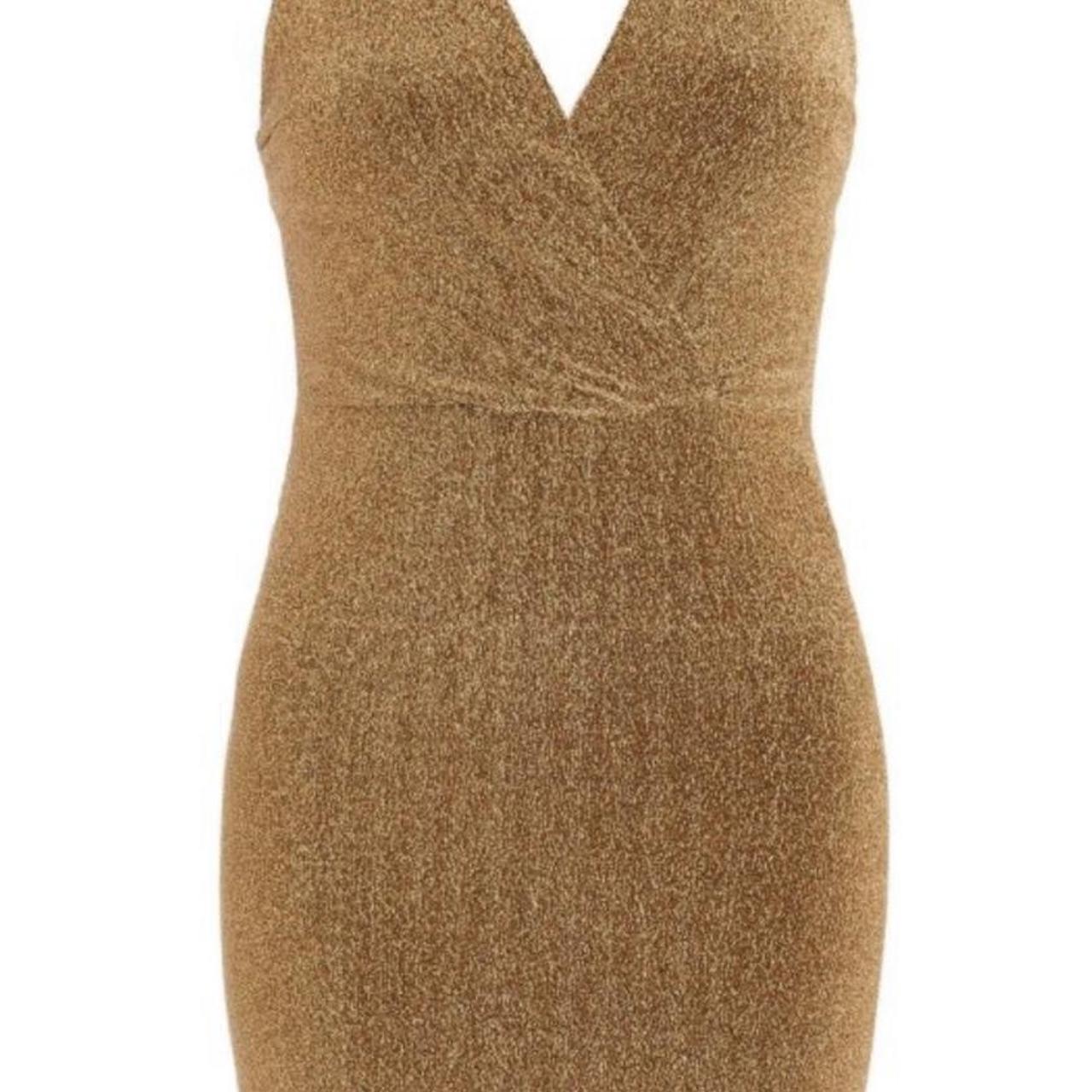 Quiz Women's Gold Dress Depop