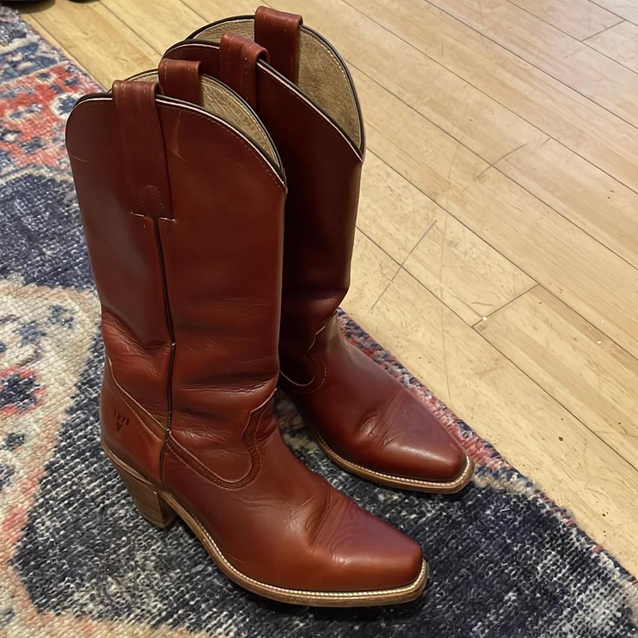 Vintage Frye made in usa cowboy boots western sz 8.5... Depop