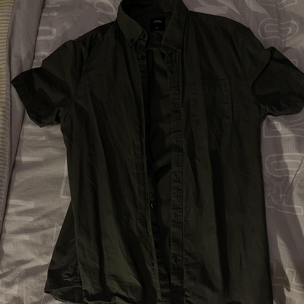 khaki dark green button up shirt 🪴🪵🌿 OPEN TO OFFERS... Depop