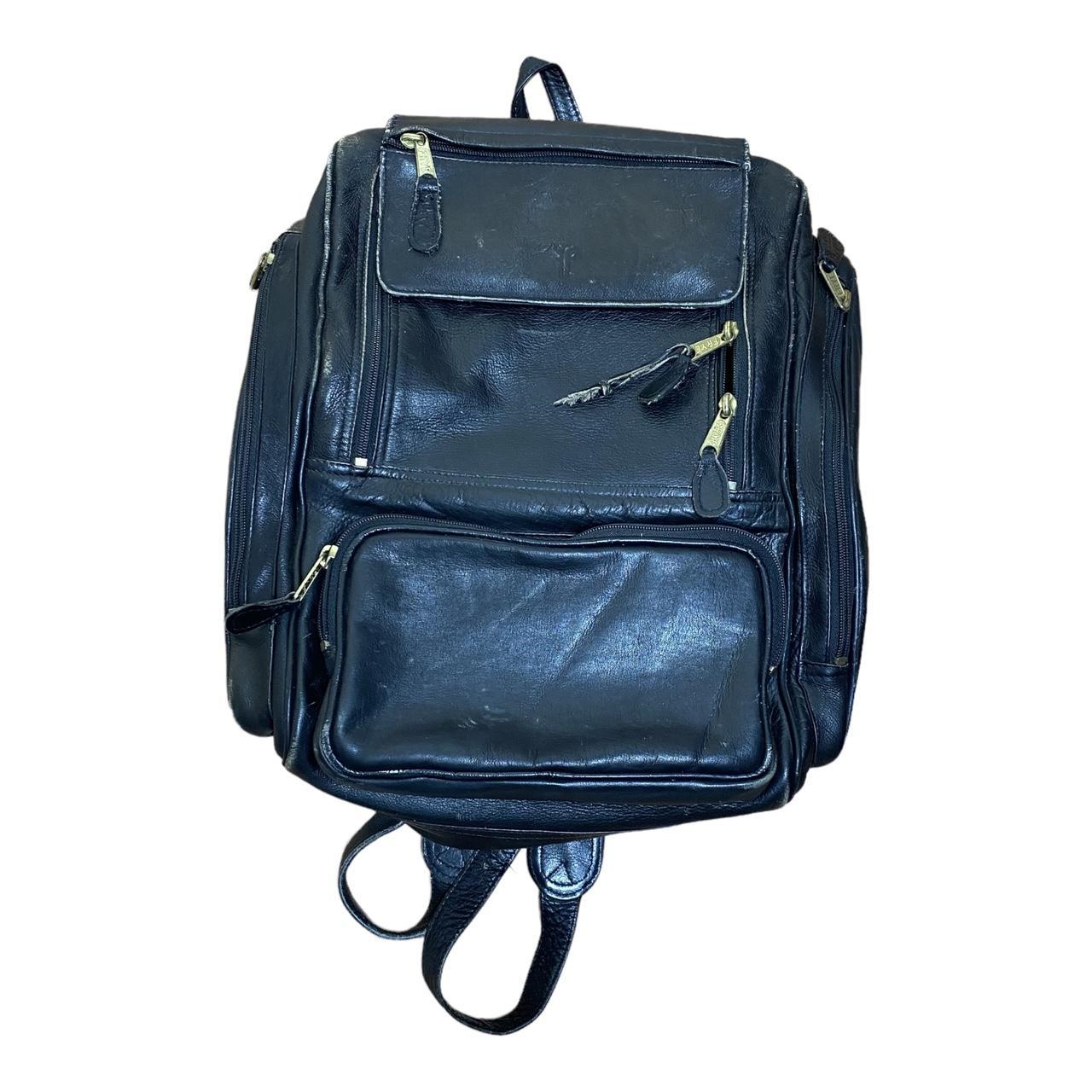 Frye black leather backpack outlet