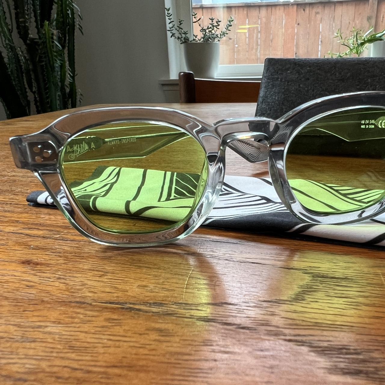 Akila Logos sunglasses. Clear / smoke gray acetate... - Depop