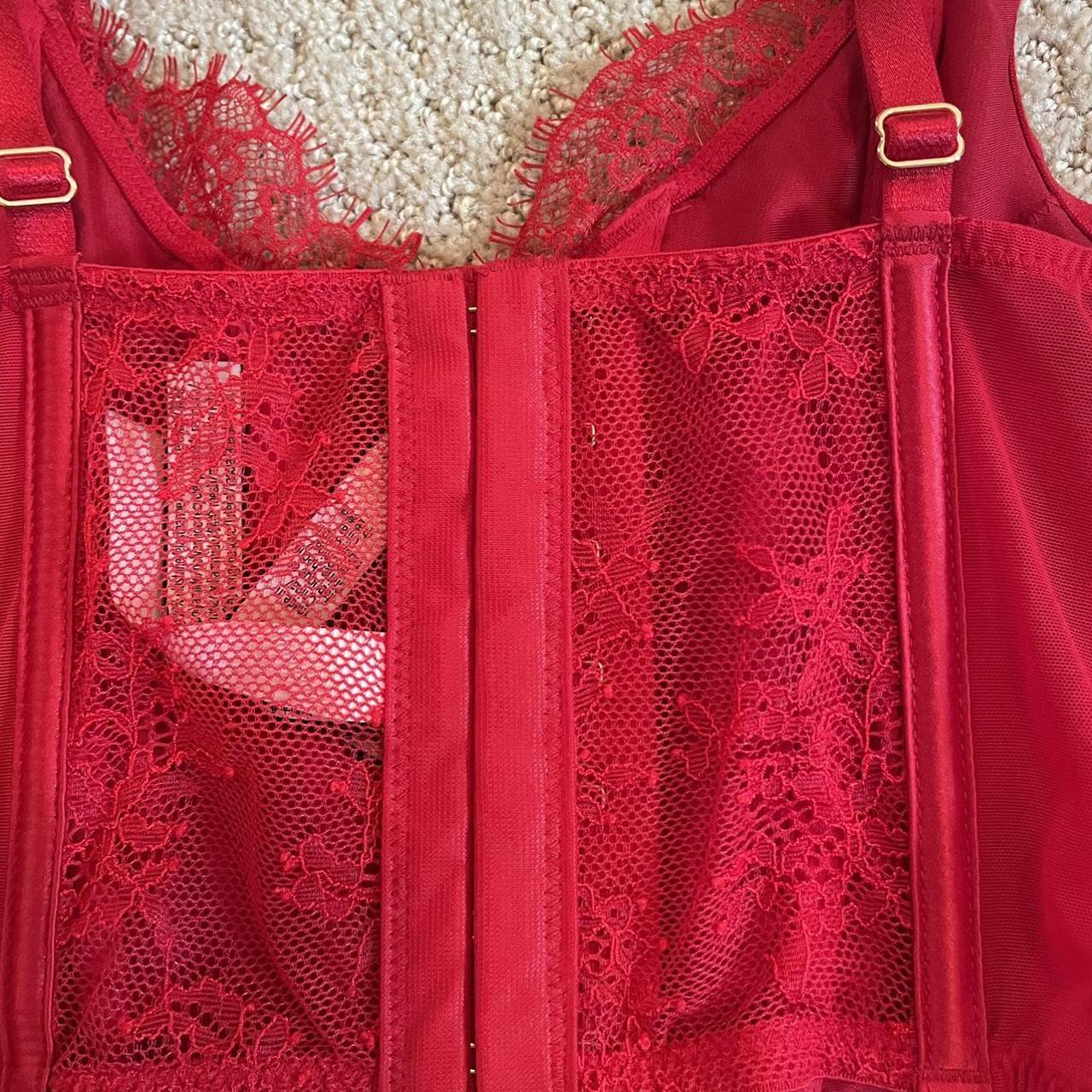linea donatella red bustier top never worn by - Depop