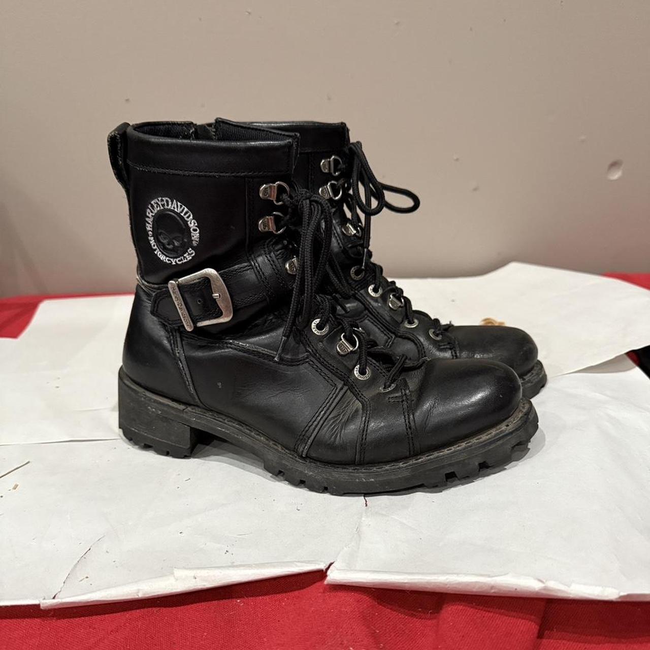 靴 00s archive shortboots l buckle y2k VTG Y2K 2000s Black Platform Chunky Buckle Moto | Depop