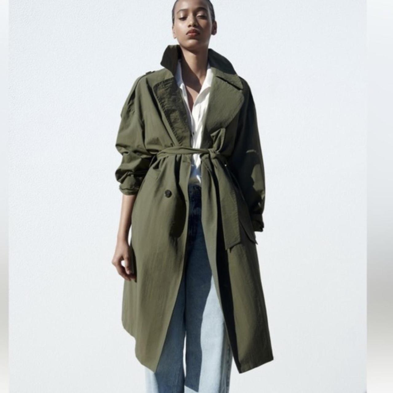 zara green trench coat