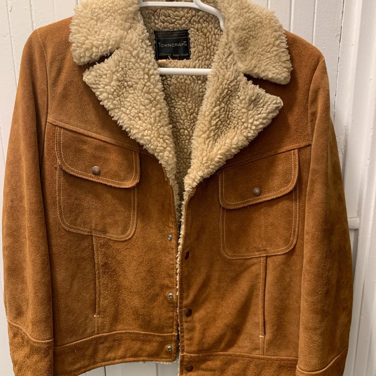 JCPenney Towncraft Sherpa suede leather 70s jacket... Depop