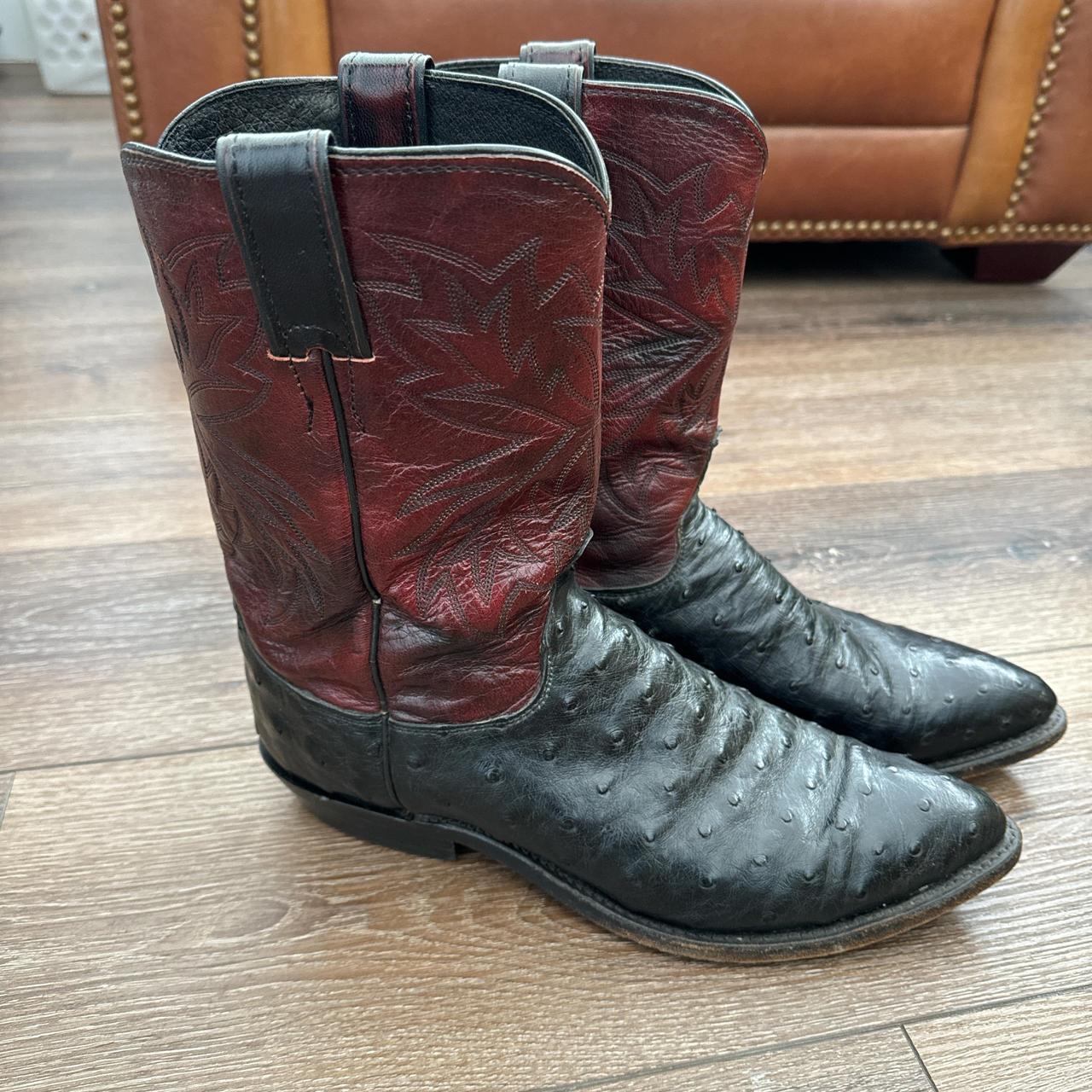 Justin ostrich skin cowboy boots in great condition!... - Depop