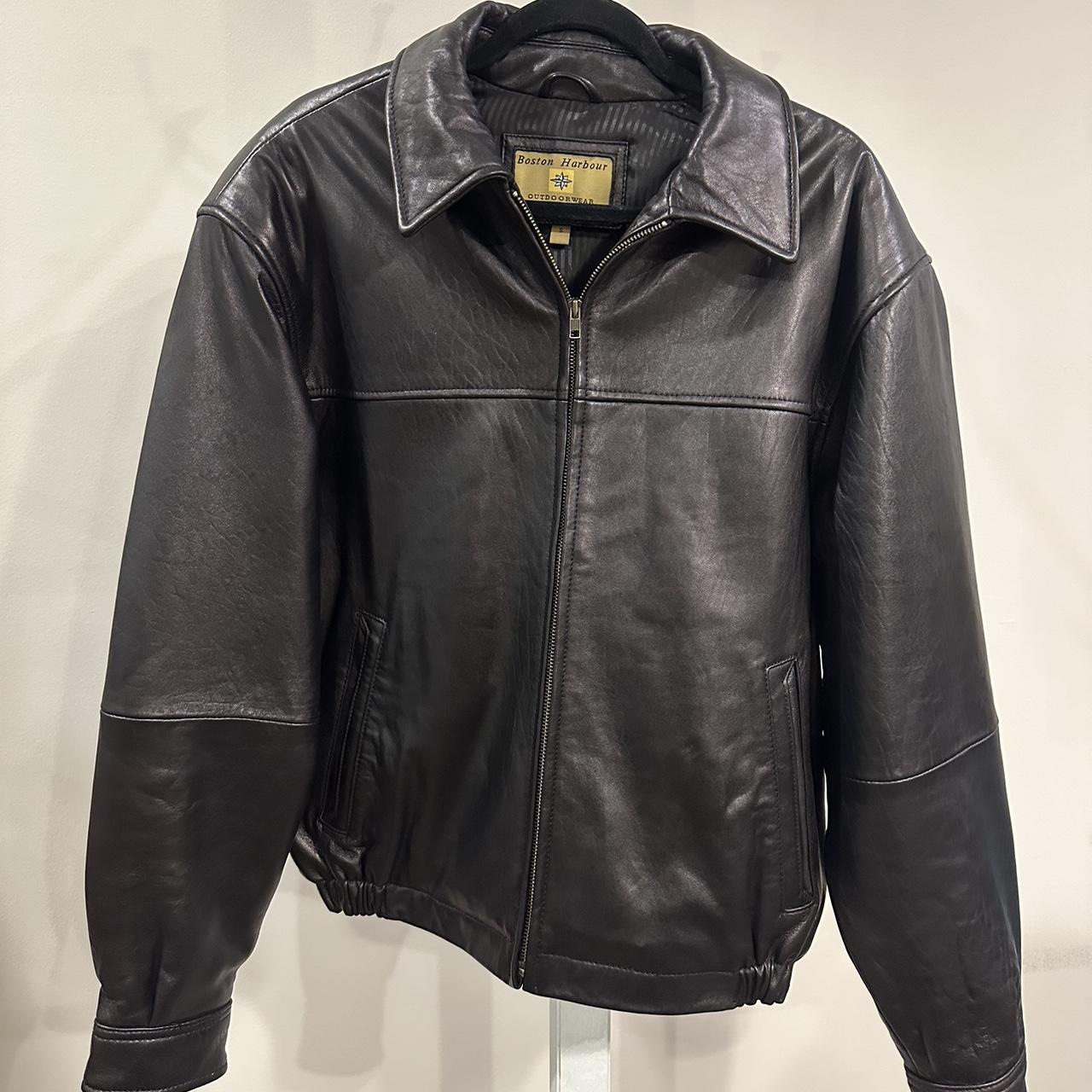Boston Harbour leather jacket. Size small, but fits... - Depop