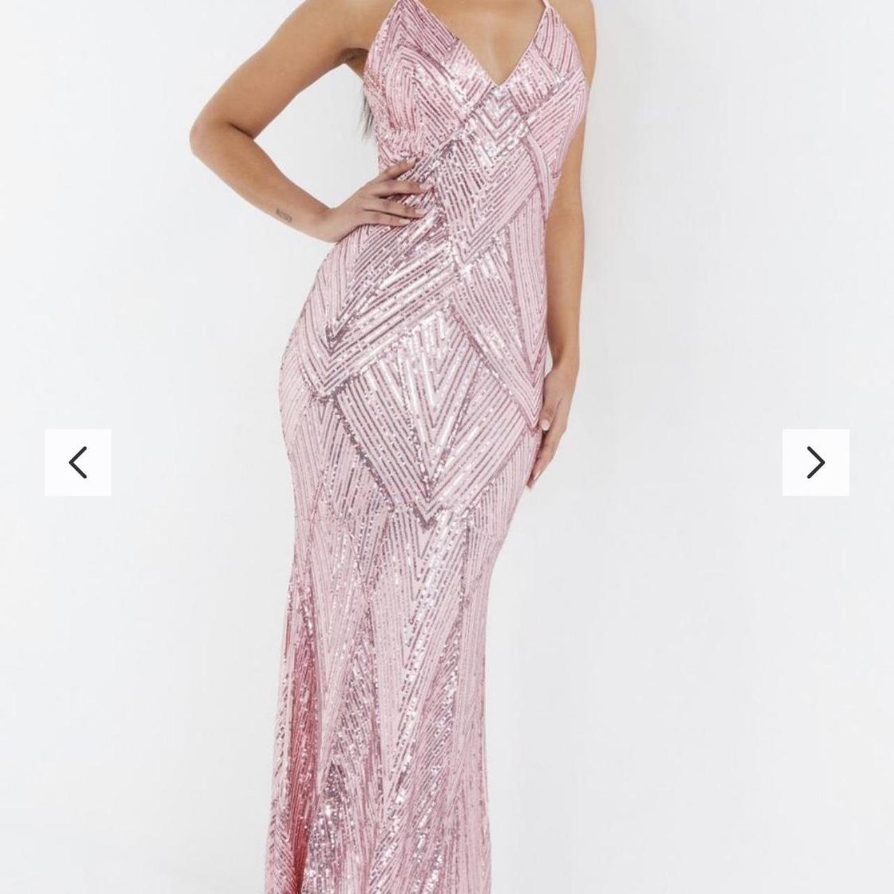 Quiz Pink Sequin Fishtail Maxi Dress Size 18 BNWT... Depop