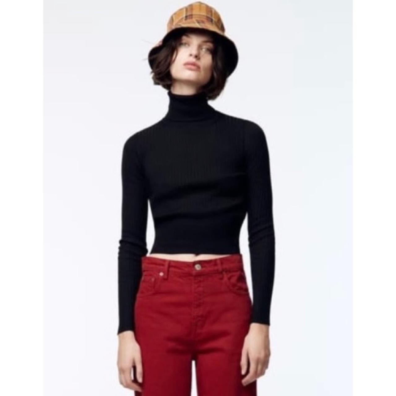 Crop Zara Black Turtleneck Zara Black Ribbed Knit Cropped
