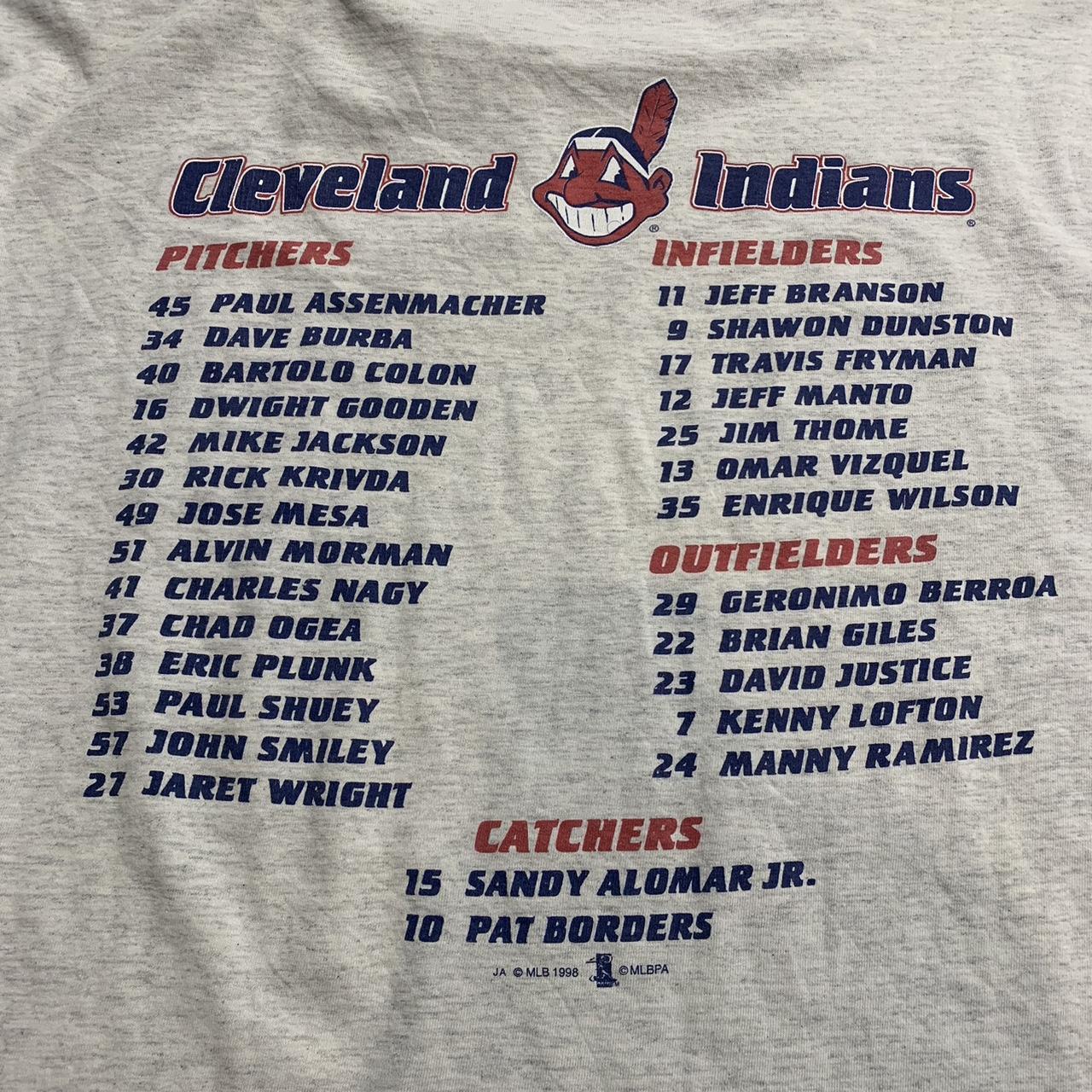 Vintage MLB 1998 Cleveland Indians Roster 2XL Shirt | Depop