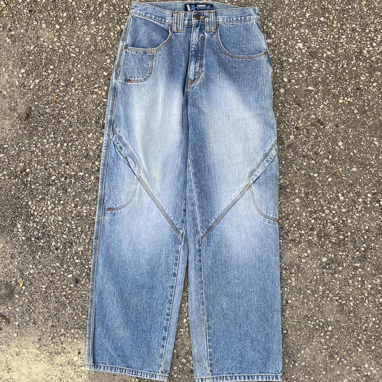 early 2000s baggy skater jeans with super sick... - Depop