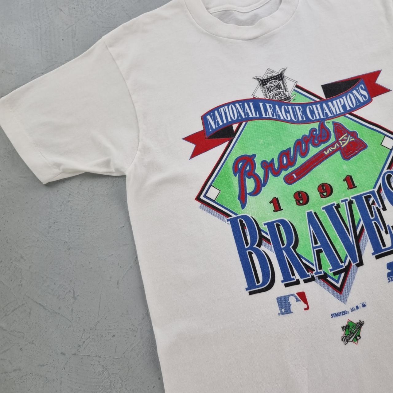 Vintage 90s Braves World Series Champions T-Shirt Mens Large