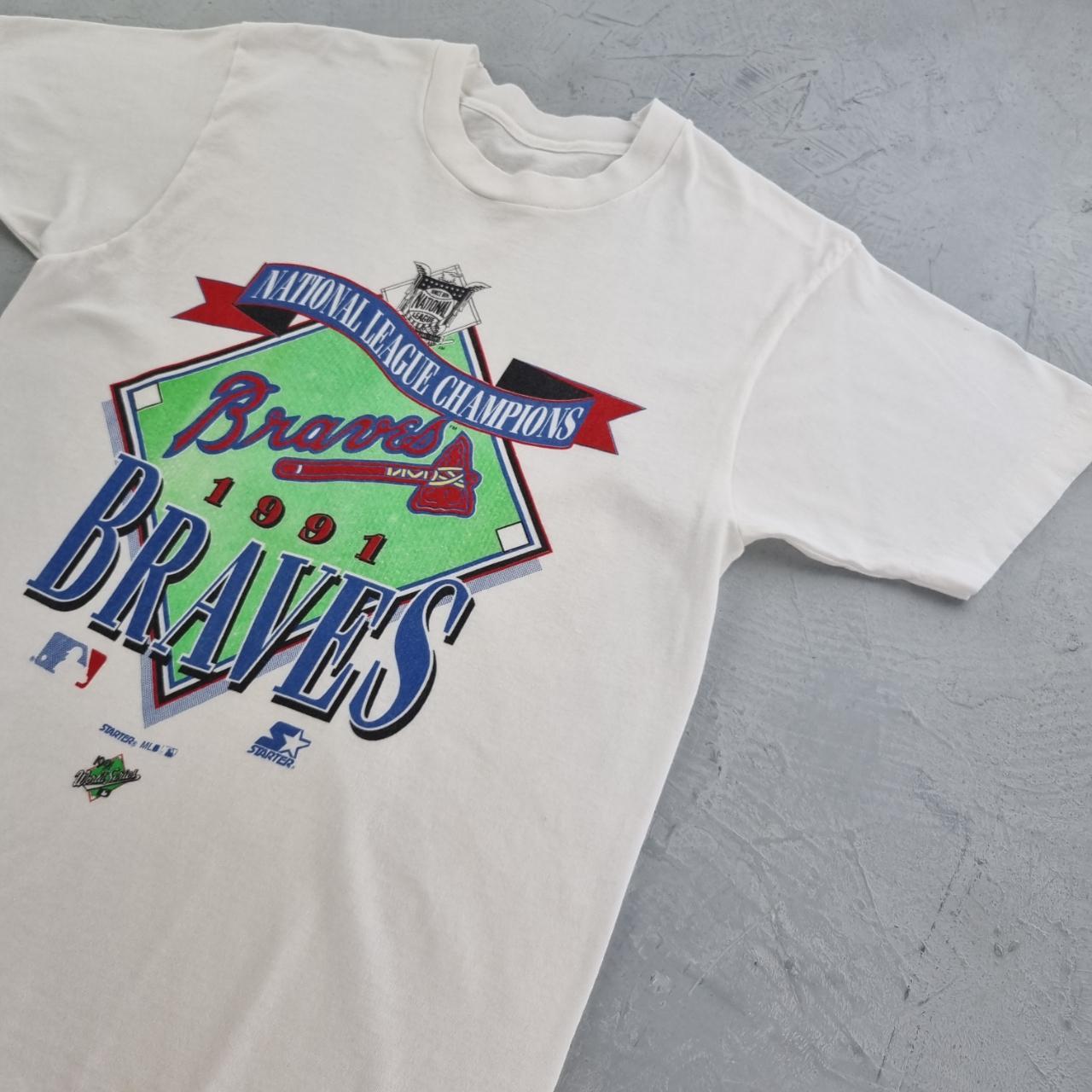 Vintage 90s Braves World Series Champions T-Shirt Mens Large