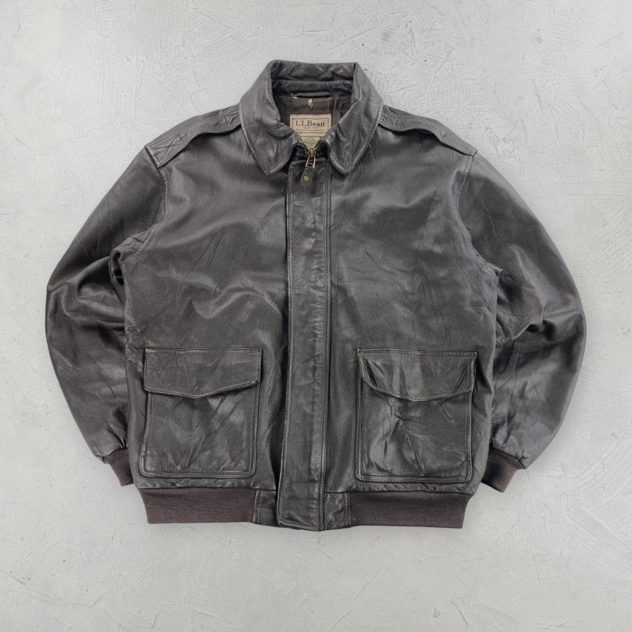 L.L.BEAN Vintage XL Leather jacket LL Bean 90s/00s... - Depop