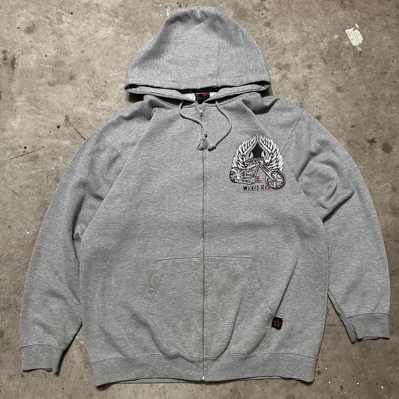 Y2K Top Heavy zip up hoodie sweatshirt Size L L... Depop