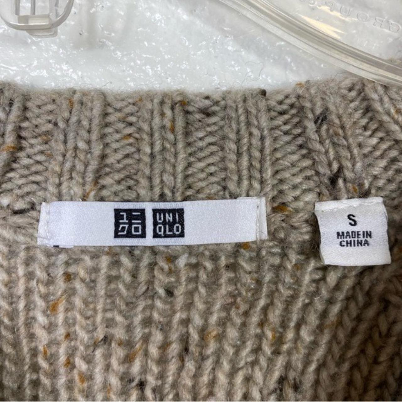 Uniqlo Tan Cable Knit Wool Blend Sweater Gently used... - Depop