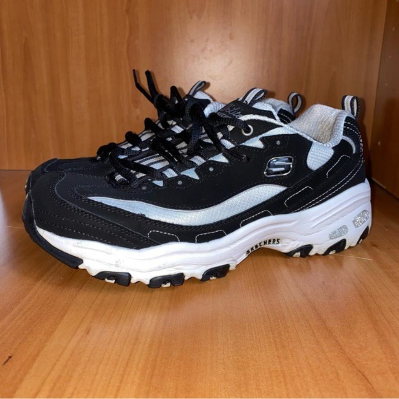 Skechers D’Lites Black & White Chunky Y2k Style... - Depop